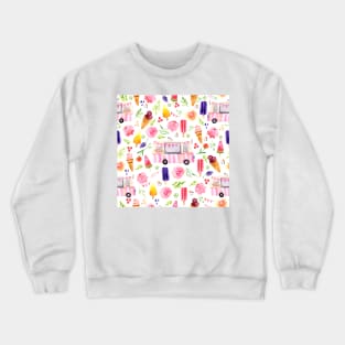 Vintage Ice-cream truck in watercolor Crewneck Sweatshirt